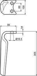 Dente per erpice lunghezza 305mm larghezza 100mm