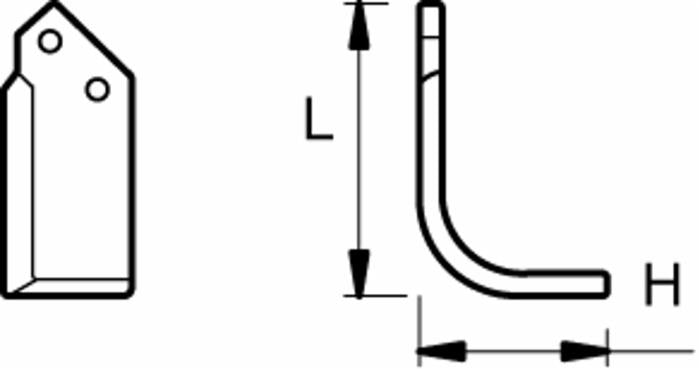 Zappa dx lunga 173mm profondità 116mm Ø foro 55mm