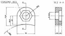 Supporto per mazza trinciasemi altezza 53x50mm esagono 30,5mm