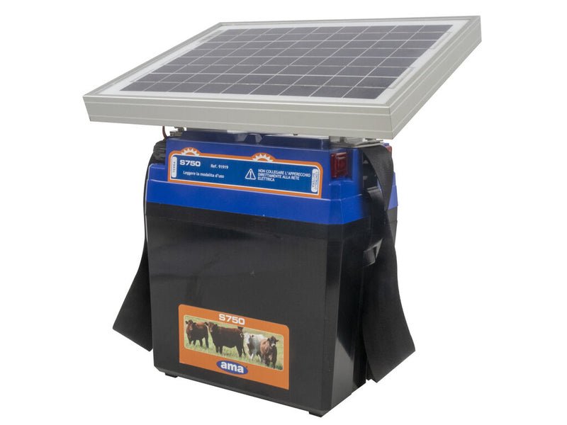 Elettrificatore Ranch Ama S750 a batteria con alimentazione a pannello solare 10W Confezione da 1pz