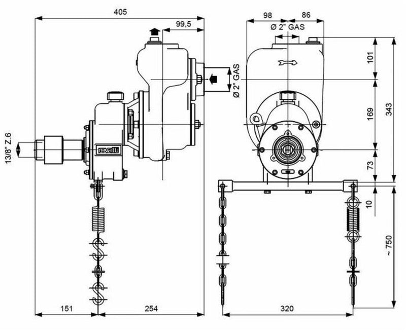 Pompa autoadescante con moltiplicatore, collegamento p.d.f. del trattore Confezione da 1pz (2)